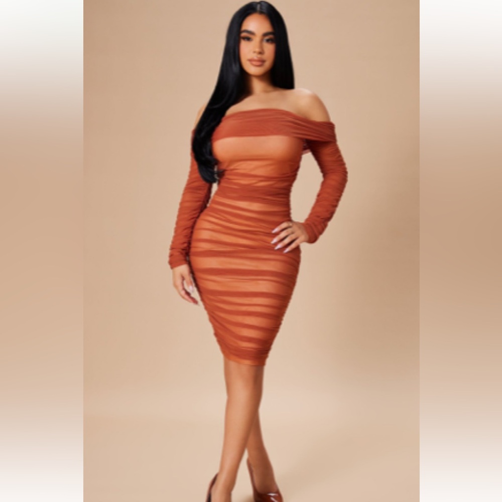 Orange rouched dress new